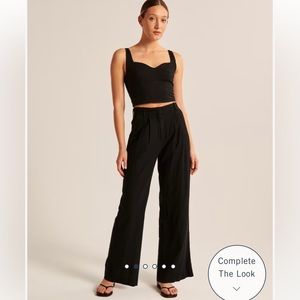 Abercrombie Tailored Wide Leg Linen Blend Pants